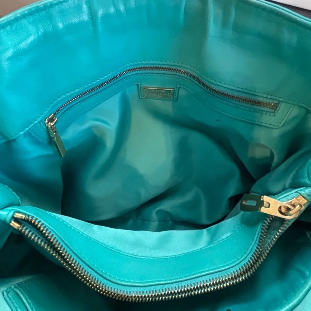 RARE Gianni Versace Couture "Snap Out Of It" Turquoise Nappa Satchel - Picture 9 of 14
